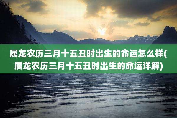 属龙农历三月十五丑时出生的命运怎么样(属龙农历三月十五丑时出生的命运详解)