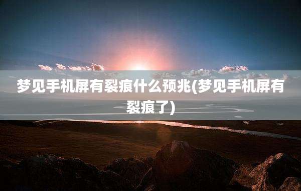 梦见手机屏有裂痕什么预兆(梦见手机屏有裂痕了)