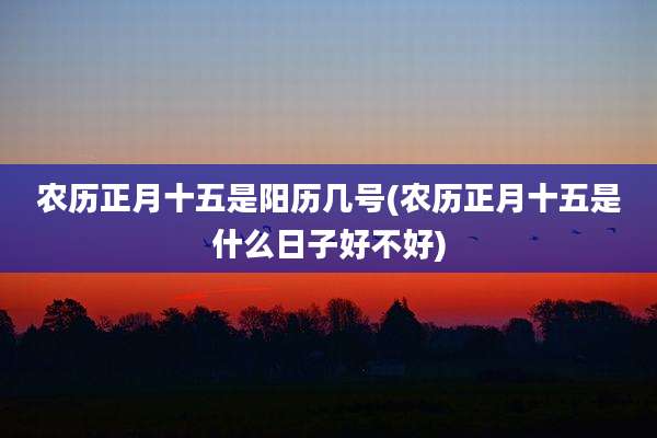 农历正月十五是阳历几号(农历正月十五是什么日子好不好)