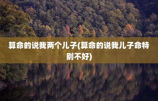 算命的说我两个儿子(算命的说我儿子命特别不好)