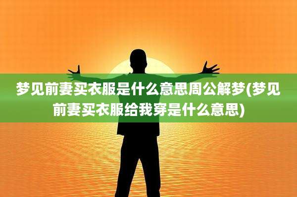 梦见前妻买衣服是什么意思周公解梦(梦见前妻买衣服给我穿是什么意思)