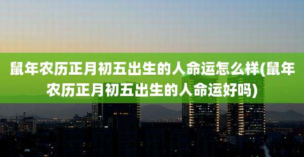鼠年农历正月初五出生的人命运怎么样(鼠年农历正月初五出生的人命运好吗)