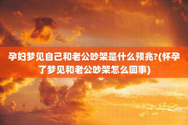 孕妇梦见自己和老公吵架是什么预兆?(怀孕了梦见和老公吵架怎么回事)