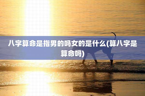八字算命是指男的吗女的是什么(算八字是算命吗)