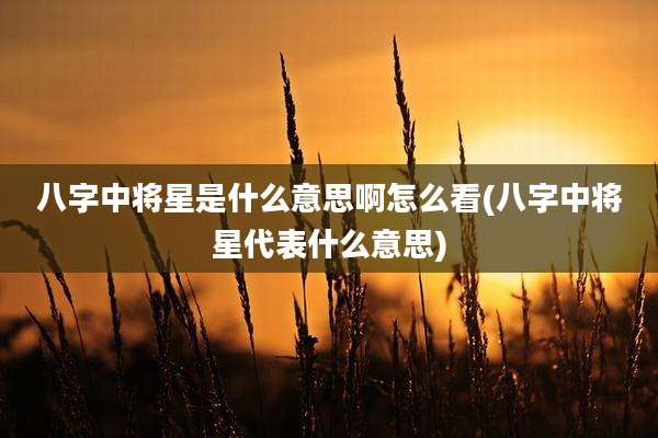 八字中将星是什么意思啊怎么看(八字中将星代表什么意思)