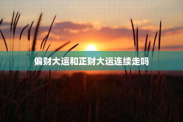 偏财大运和正财大运连续走吗