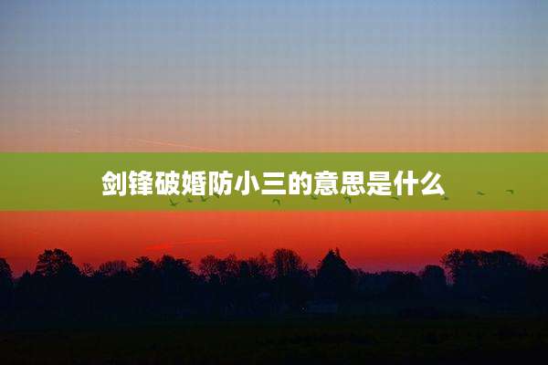 剑锋破婚防小三的意思是什么