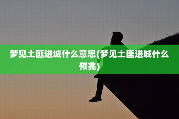 梦见土匪进城什么意思(梦见土匪进城什么预兆)