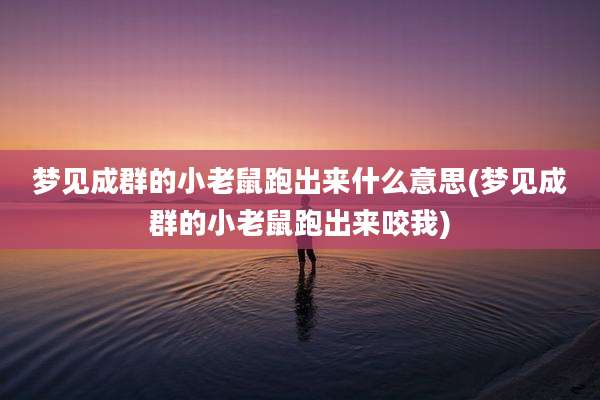 梦见成群的小老鼠跑出来什么意思(梦见成群的小老鼠跑出来咬我)