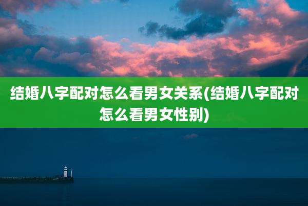 结婚八字配对怎么看男女关系(结婚八字配对怎么看男女性别)