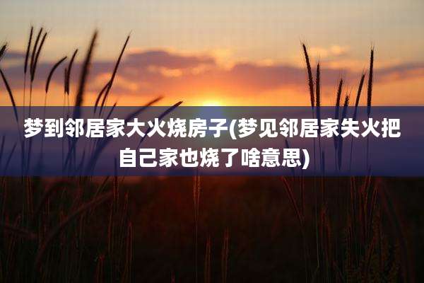 梦到邻居家大火烧房子(梦见邻居家失火把自己家也烧了啥意思)