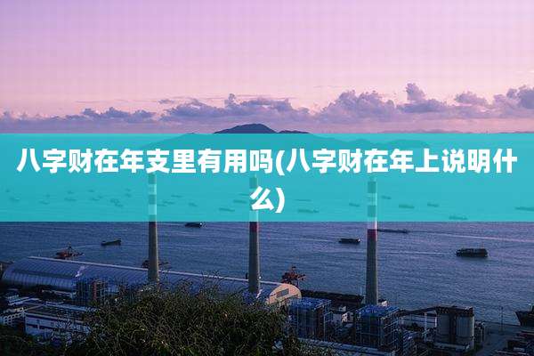 八字财在年支里有用吗(八字财在年上说明什么)