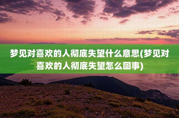 梦见对喜欢的人彻底失望什么意思(梦见对喜欢的人彻底失望怎么回事)