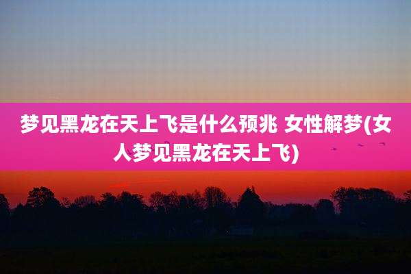 梦见黑龙在天上飞是什么预兆 女性解梦(女人梦见黑龙在天上飞)