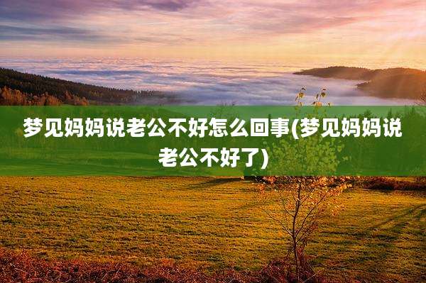 梦见妈妈说老公不好怎么回事(梦见妈妈说老公不好了)