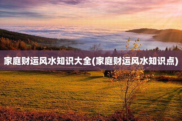 家庭财运风水知识大全(家庭财运风水知识点)