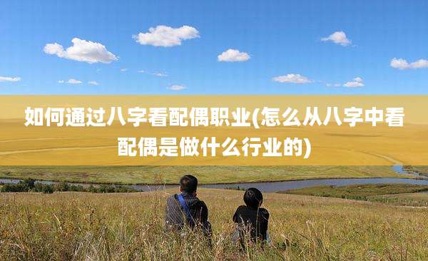 如何通过八字看配偶职业(怎么从八字中看配偶是做什么行业的)