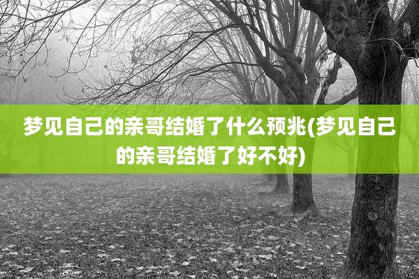 梦见自己的亲哥结婚了什么预兆(梦见自己的亲哥结婚了好不好)