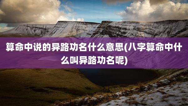 算命中说的异路功名什么意思(八字算命中什么叫异路功名呢)