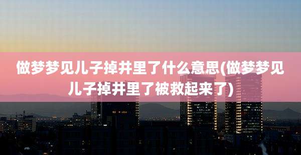 做梦梦见儿子掉井里了什么意思(做梦梦见儿子掉井里了被救起来了)
