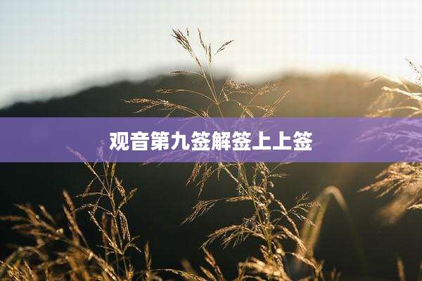观音第九签解签上上签