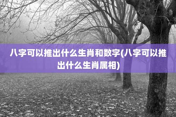 八字可以推出什么生肖和数字(八字可以推出什么生肖属相)
