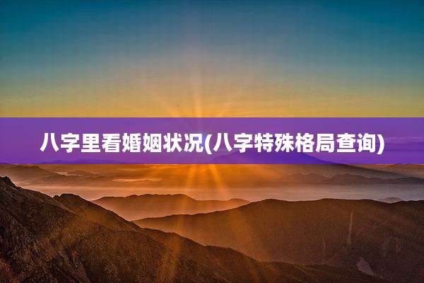 八字里看婚姻状况(八字特殊格局查询)