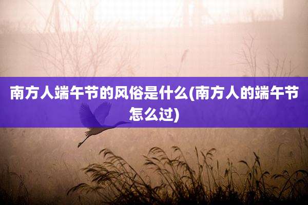 南方人端午节的风俗是什么(南方人的端午节怎么过)
