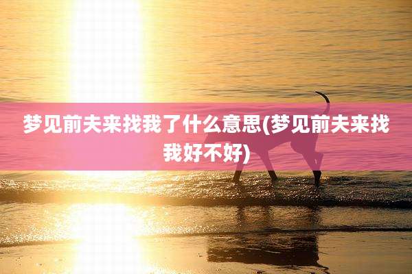 梦见前夫来找我了什么意思(梦见前夫来找我好不好)