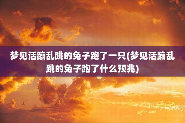 梦见活蹦乱跳的兔子跑了一只(梦见活蹦乱跳的兔子跑了什么预兆)