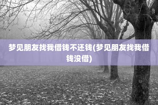 梦见朋友找我借钱不还钱(梦见朋友找我借钱没借)