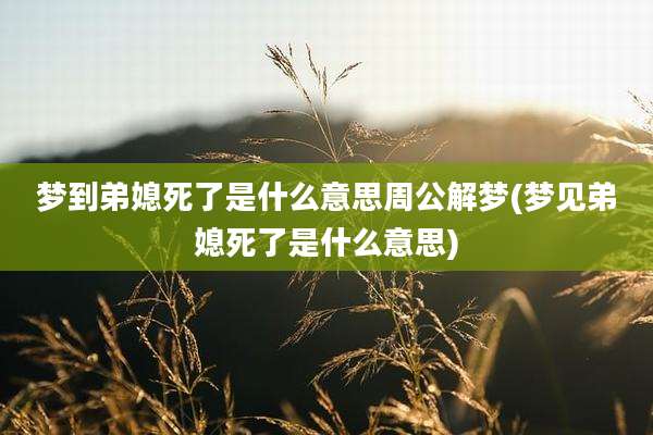 梦到弟媳死了是什么意思周公解梦(梦见弟媳死了是什么意思)