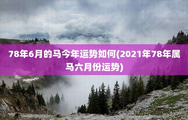 78年6月的马今年运势如何(2021年78年属马六月份运势)