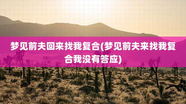 梦见前夫回来找我复合(梦见前夫来找我复合我没有答应)