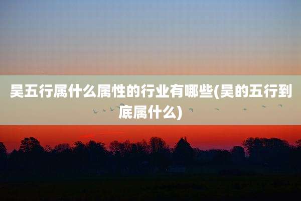 昊五行属什么属性的行业有哪些(昊的五行到底属什么)