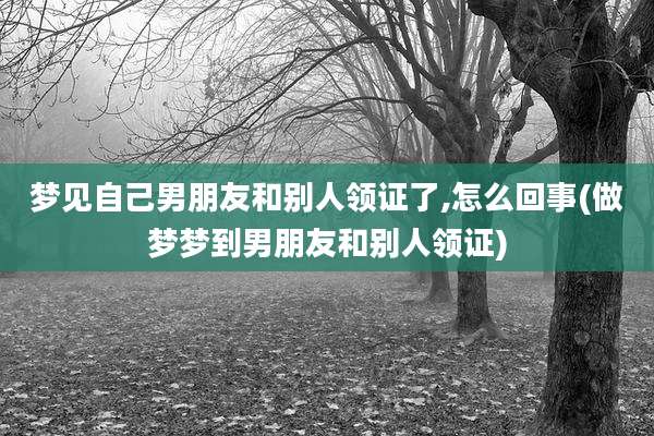 梦见自己男朋友和别人领证了,怎么回事(做梦梦到男朋友和别人领证)