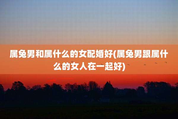 属兔男和属什么的女配婚好(属兔男跟属什么的女人在一起好)
