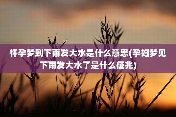 怀孕梦到下雨发大水是什么意思(孕妇梦见下雨发大水了是什么征兆)