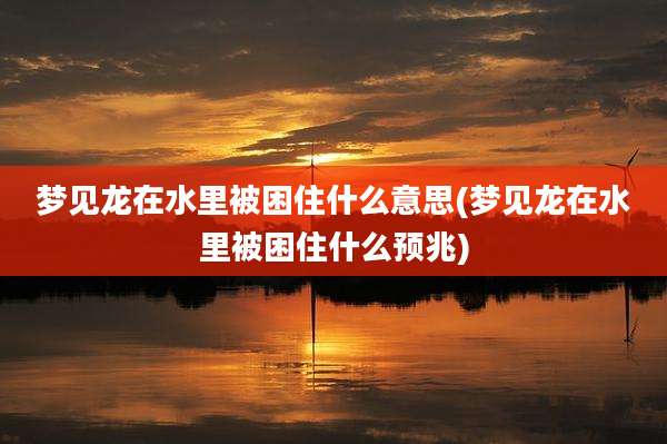 梦见龙在水里被困住什么意思(梦见龙在水里被困住什么预兆)
