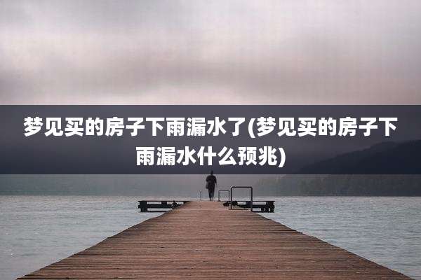 梦见买的房子下雨漏水了(梦见买的房子下雨漏水什么预兆)