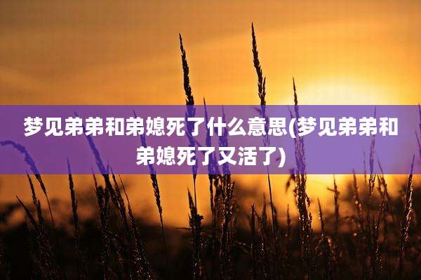梦见弟弟和弟媳死了什么意思(梦见弟弟和弟媳死了又活了)