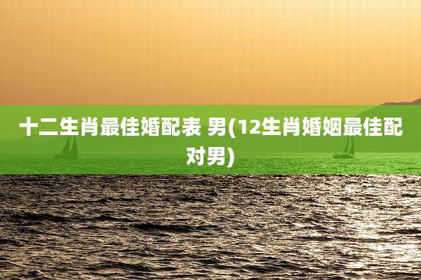 十二生肖最佳婚配表 男(12生肖婚姻最佳配对男)