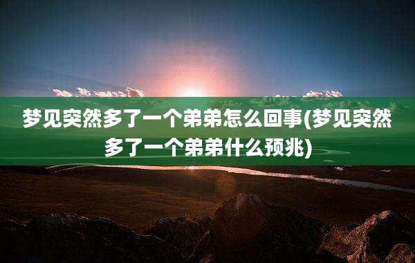 梦见突然多了一个弟弟怎么回事(梦见突然多了一个弟弟什么预兆)