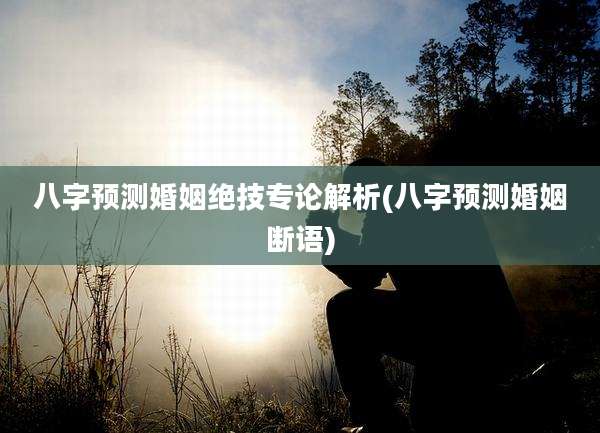 八字预测婚姻绝技专论解析(八字预测婚姻断语)