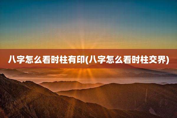 八字怎么看时柱有印(八字怎么看时柱交界)