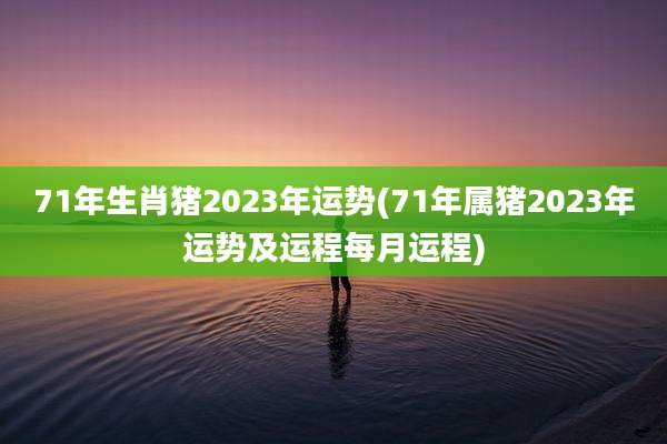 71年生肖猪2023年运势(71年属猪2023年运势及运程每月运程)