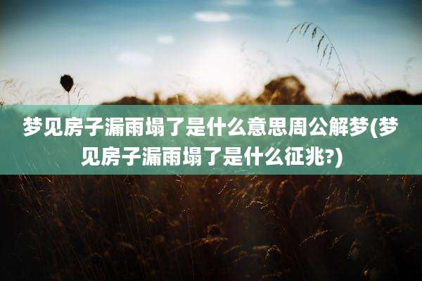 梦见房子漏雨塌了是什么意思周公解梦(梦见房子漏雨塌了是什么征兆?)