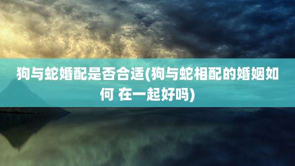 狗与蛇婚配是否合适(狗与蛇相配的婚姻如何 在一起好吗)