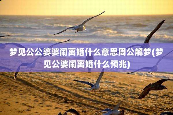 梦见公公婆婆闹离婚什么意思周公解梦(梦见公婆闹离婚什么预兆)