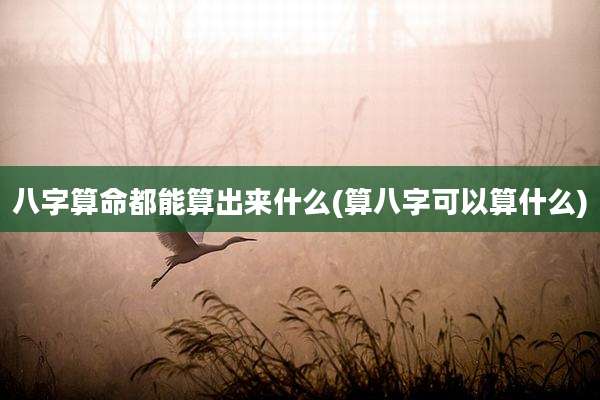 八字算命都能算出来什么(算八字可以算什么)